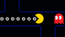 a row of pac man ghosts are lined up in a row on a black background