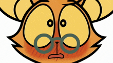 a cartoon drawing of a cat with glasses on its face