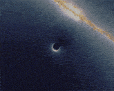 a picture of a black hole in space with a milky way galaxy in the background