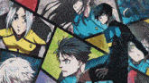 a group of anime characters including one with the number 11 on his back