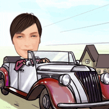 a cartoon of a woman driving a car
