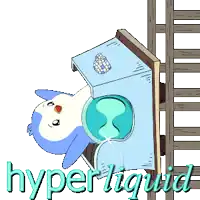 a cartoon of a penguin sitting on a table with the words hyperliquid below it