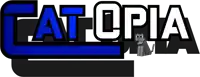 a logo for cattopia with a blue stripe