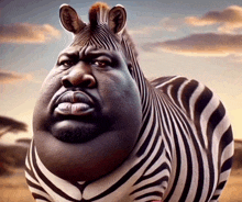 a cartoon zebra with a man 's face on its back