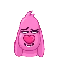 a pink cartoon rabbit with a heart on its face