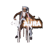 a man in a suit and tie is surrounded by fire with the words +10 aura above him
