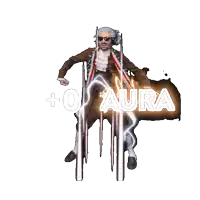 a man in a suit and tie is surrounded by fire with the words +10 aura above him