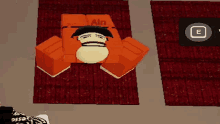 a cartoon character is laying on a rug with the word calm written on it