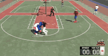 a basketball game is being played on a court with a scoreboard that says opponent your team on it