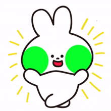 fluorescent white rabbit dancing happy