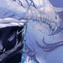 a close up of a painting of a dragon 's teeth