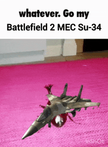 a picture of a battlefield 2 mec su-34 jet on a pink rug