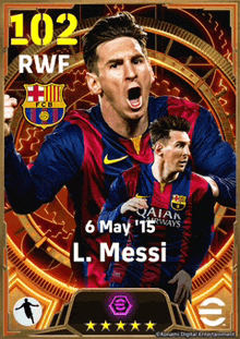 a poster of a soccer player with the number 102 rwf