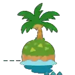 a cartoon illustration of a pineapple with a palm tree on top of it .