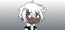 a drawing of a boy with white hair and brown eyes