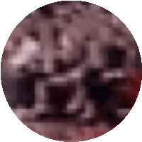 a pixelated image of a circle with a few squares on it