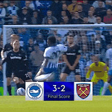 a soccer game between west ham and brighton and hove