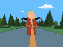 a cartoon of a man in a superhero costume holding a bat with the name james purdum below him