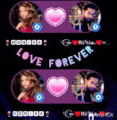 a purple background with hearts and the words love forever on it