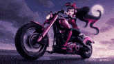a monster high doll is riding a motorcycle with the words minimax on the bottom right