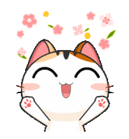 a cartoon cat with flowers on its face