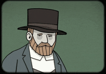 a cartoon of a man with a beard and top hat