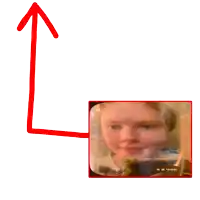 a red arrow pointing upwards with a picture of a child in the corner