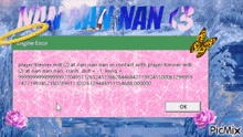 a computer screen displays an error message that says " engine error "