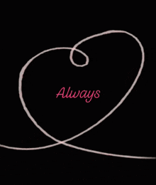 a drawing of a heart with the words always written on it
