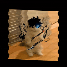 a picture of a cat with a sword on it