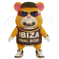 a cartoon mouse wearing a ibiza final boss shirt
