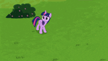 a cartoon of a purple dragon laying on top of a pony