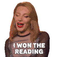 a woman says i won the reading with a sticker on her face