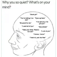 why you so quiet what 's on your mind written on a drawing of a man 's head