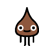a cartoon drawing of a drop of chocolate with a face on it
