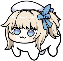 a drawing of a girl with a blue bow on her head