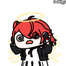 a cartoon drawing of a girl with red hair and a halo on her head by darthiles