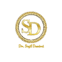 a logo for dr. secil demirci with a gold letter sd in a rope circle