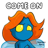 a cartoon of a fairy with the words come on above her