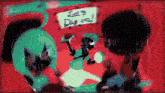 a sign that says " let 's dig out " is on a red background