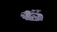a 3d model of a car with a black background and a blue glow