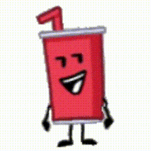 a red cup with arms and legs and a straw in it is smiling .