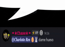 a screenshot of a chat with charlotte ren