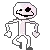 a pixel art drawing of a pink skeleton with a thumbs up sign .
