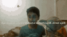 a picture of a boy and a stuffed animal with the caption that moment when it blinked or something