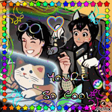 a picture of two cartoon characters with the words " you are so cool "