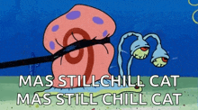 a cartoon of a snail with the words mas still chill cat mas still chill cat written below it