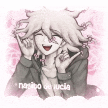 a drawing of a person with the name nagito de lucia on the bottom