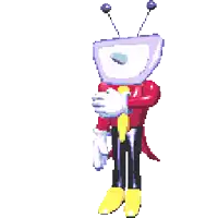 a pixel art of a person with a purple box on their head