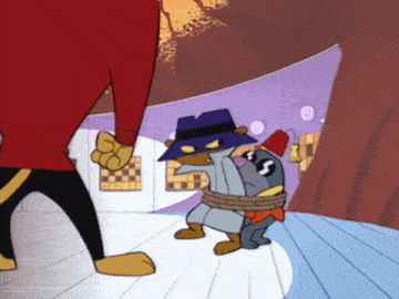 Secret Squirrel beats up enemies and uses Morocco Mole as a human shield